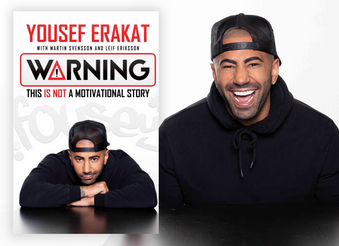 Picture of Yousef Erakat and his book, Warning! This is not a motivational story